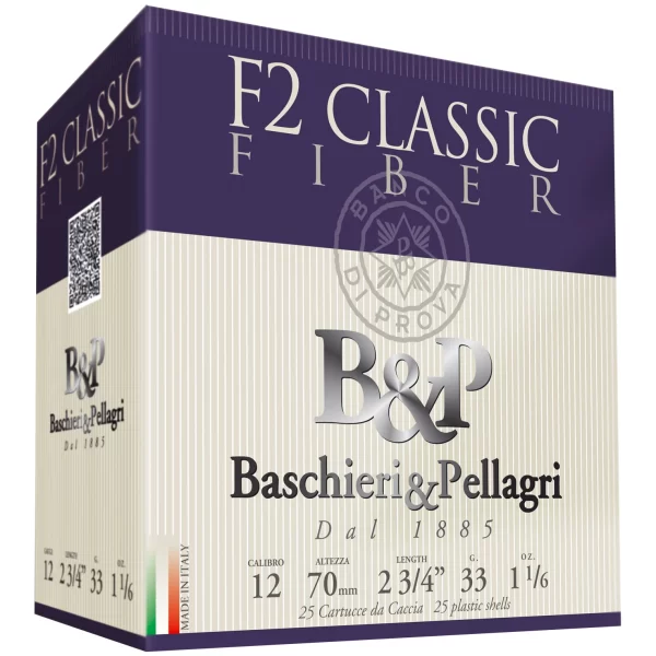 Lovački patron B&P F2 Classic Fiber 12/70 33 grama 3,1mm; 3,5mm, 3,9mm