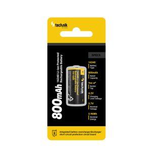 Technik litijum jonska baterija 16340 RCR123 800mAh 3,7V